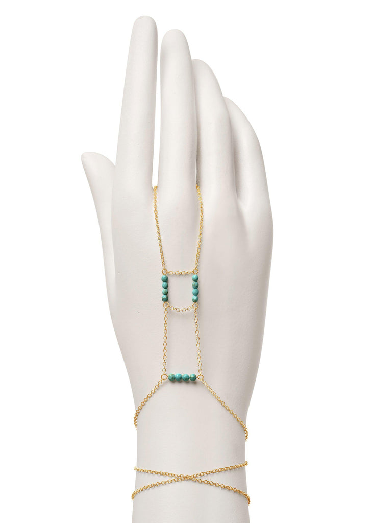 Gemstone Lion's Path Handchain - Goldish