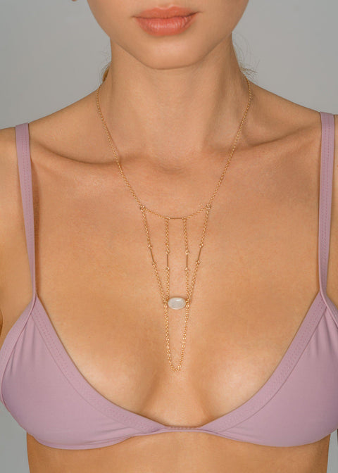 Gemstone Manifestation Point Handchain - Goldish