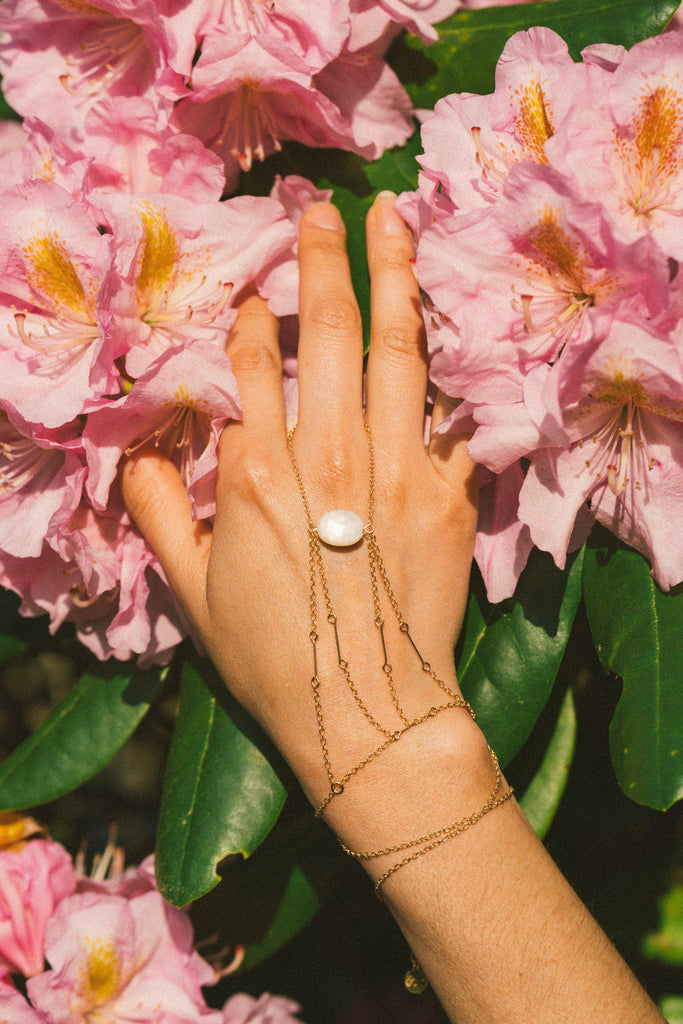 Gemstone Manifestation Point Handchain - Goldish