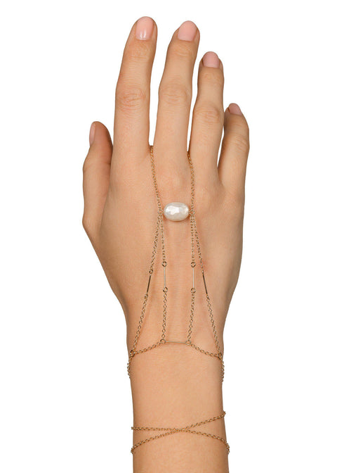 Gemstone Manifestation Point Handchain - Goldish