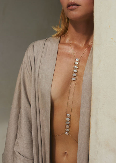 Moonstone Ladders To Bliss Bodychain - Goldish