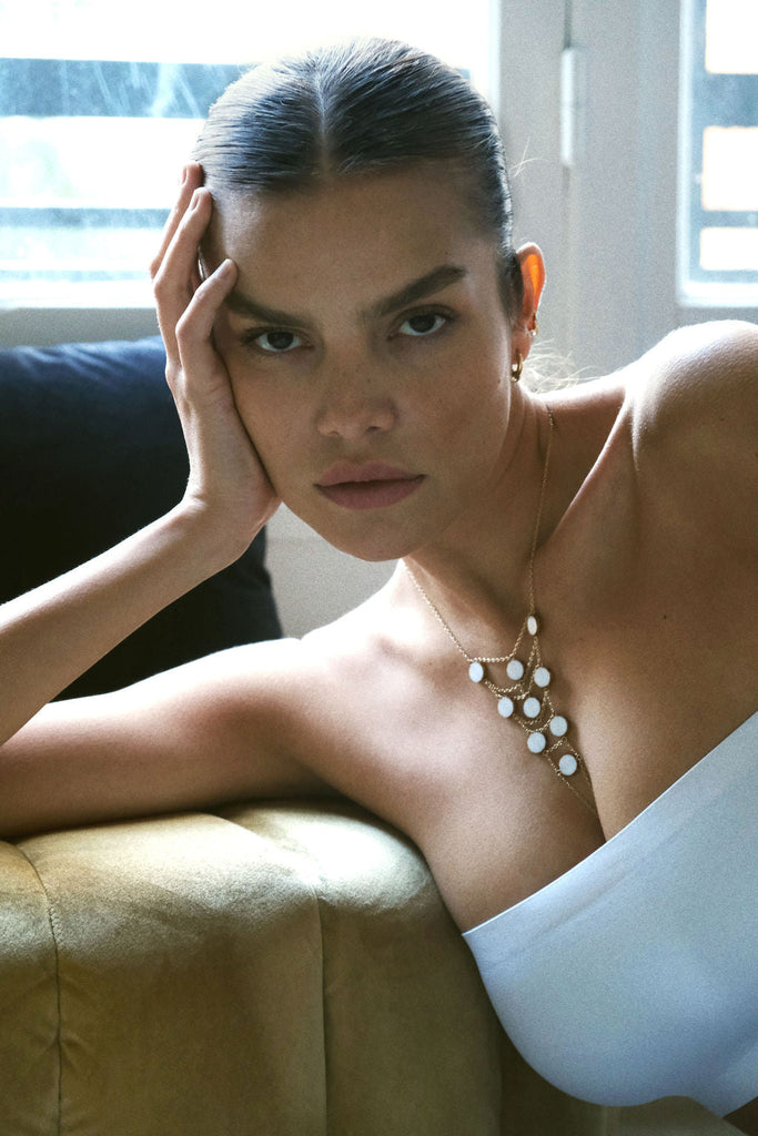 Tree of Life Circle Stone Body Chain - Goldish