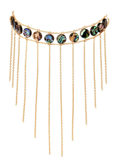 Abalone Waterfall Choker - Goldish