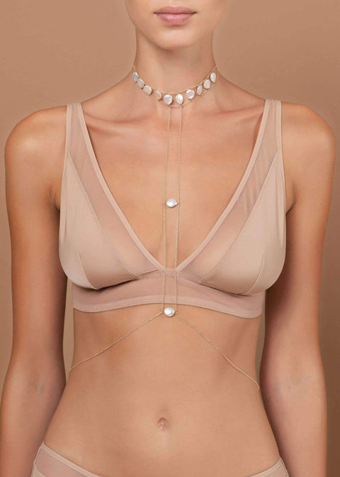 Pearl Crown Choker - Goldish