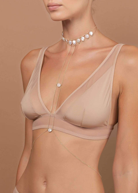 Pearl Crown Choker - Goldish