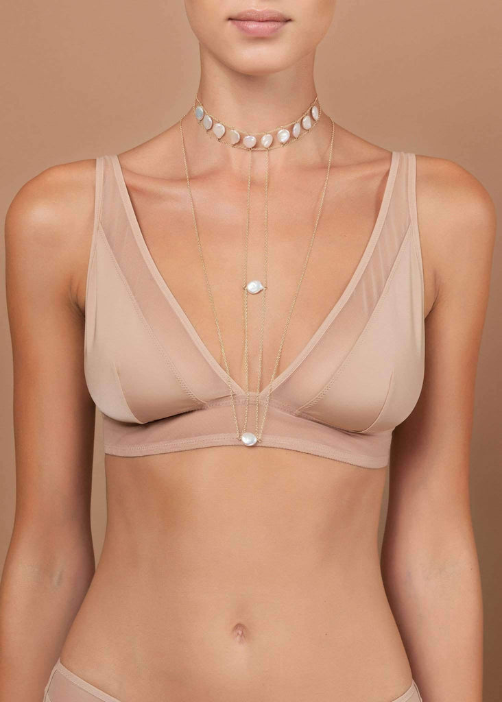 Pearl Crown Choker - Goldish