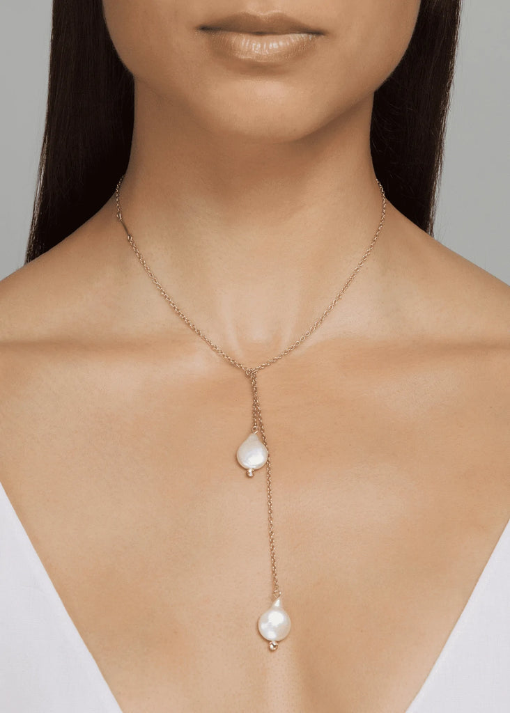 Pearl Face Chain - Goldish