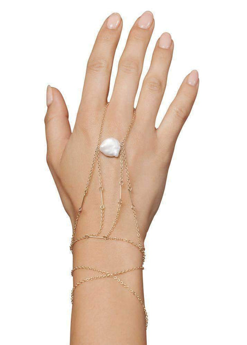Pearl Manifestation Point Handchain - Goldish
