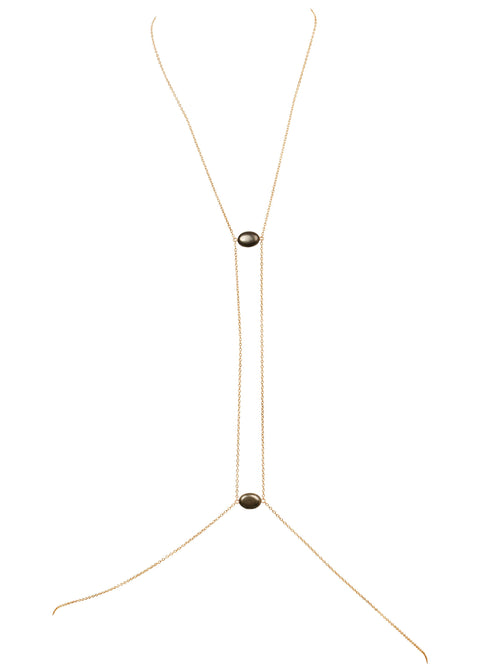 Center Point Gemstone Body Chain - Goldish