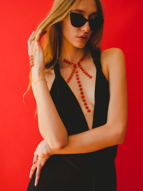 Spine Circle Stone Body Chain - Goldish