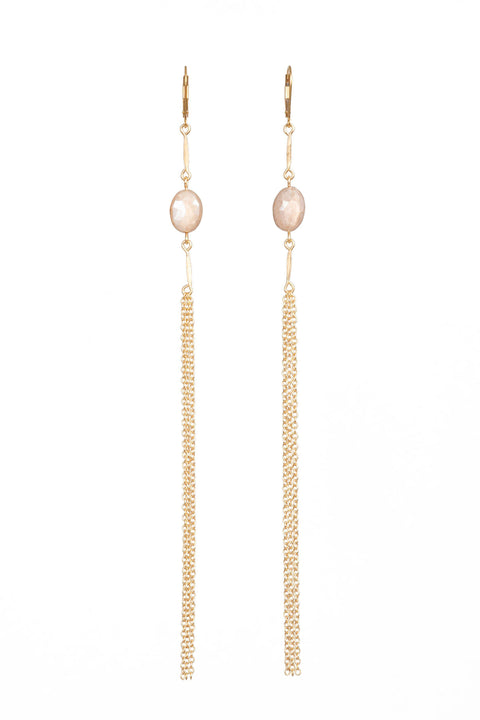 Gemstone Tassel Earring - Goldish