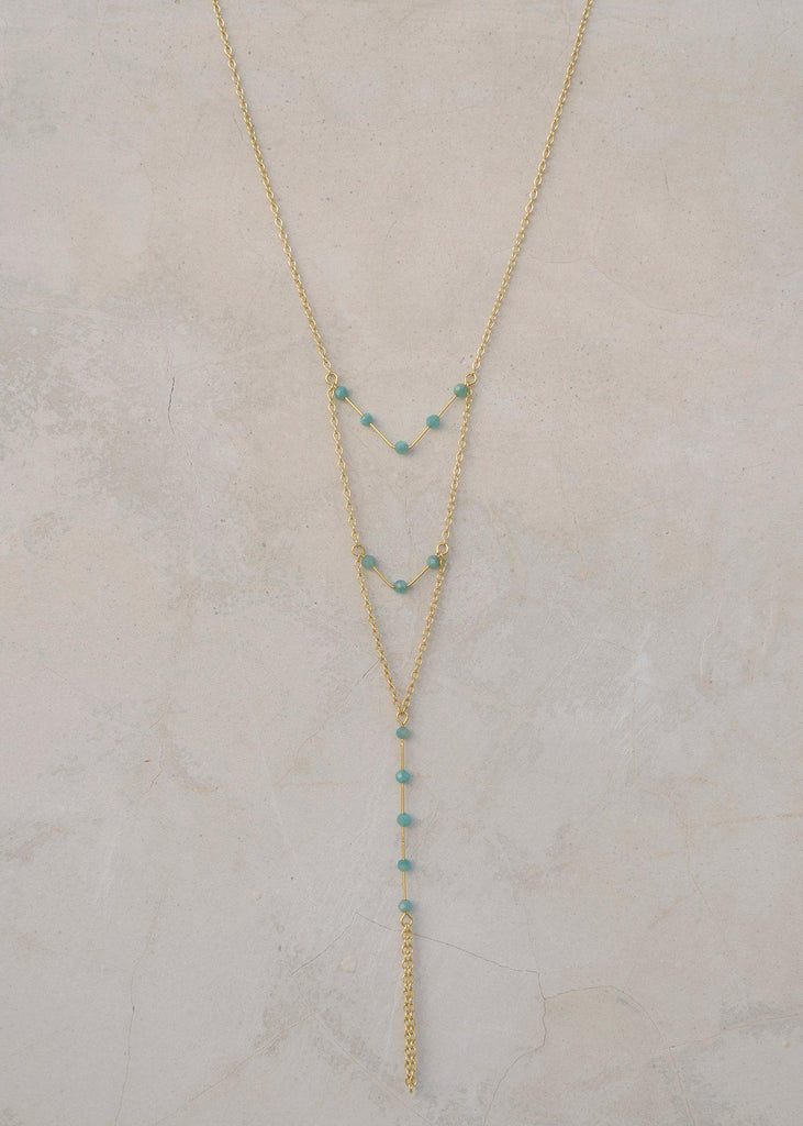 Triple Layered V Necklace - Goldish