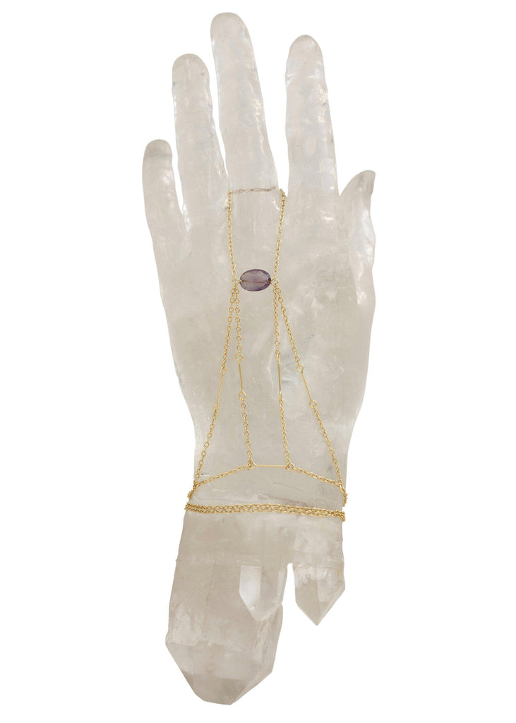 Gemstone Manifestation Point Handchain - Goldish