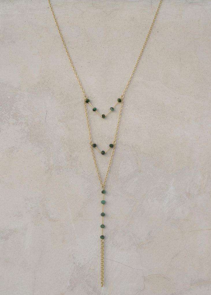 Triple Layered V Necklace - Goldish