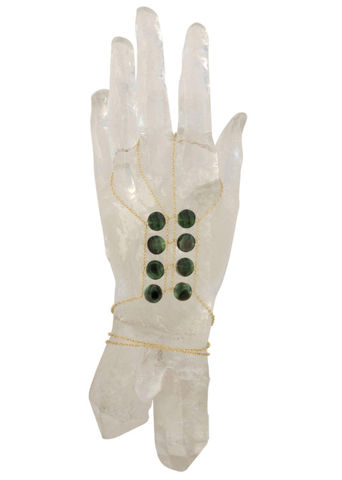 Circle Stone Double Ladders to Bliss Handchain - Goldish