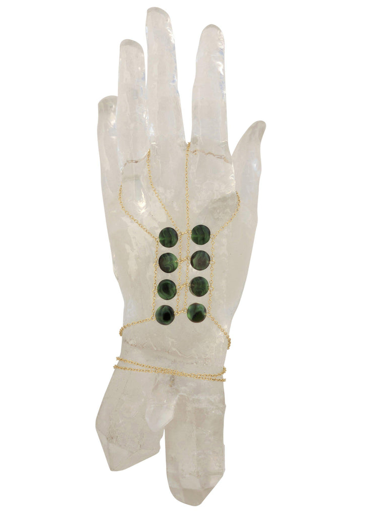 Circle Stone Double Ladders to Bliss Handchain - Goldish