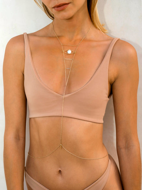 Pearl Cupid's Eye Bodychain - Goldish