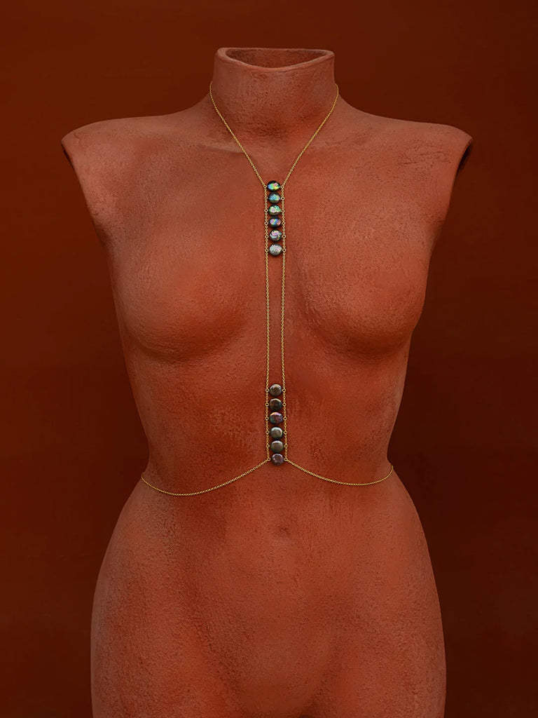 Ladders to Bliss Pearl Body Chain - Goldish