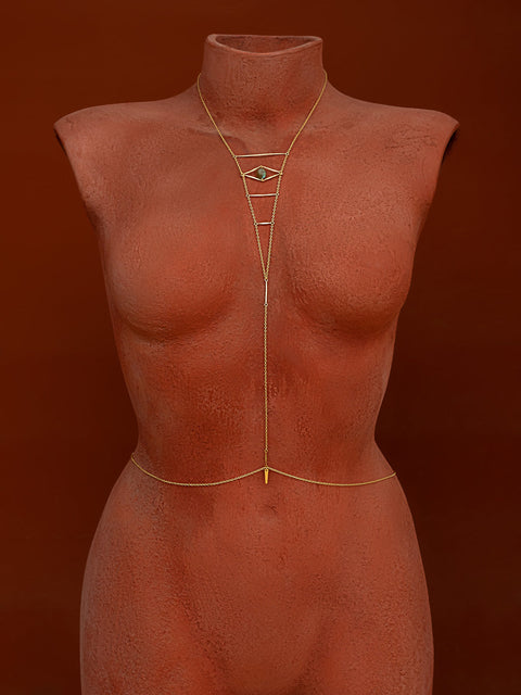 Cupid's Eye Gemstone Body Chain - Goldish