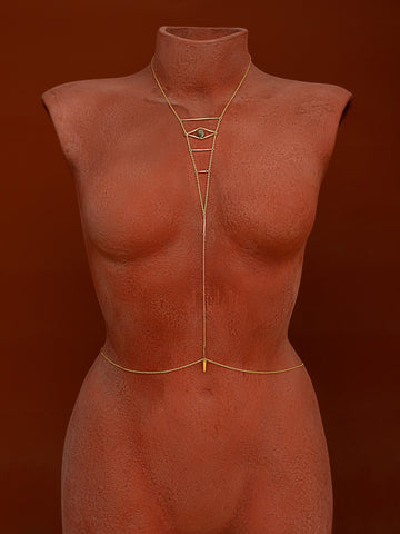 Cupid's Eye Gemstone Body Chain - Goldish