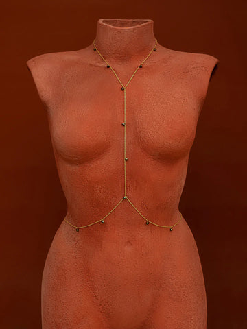 Vine Pearl Body Chain - Goldish