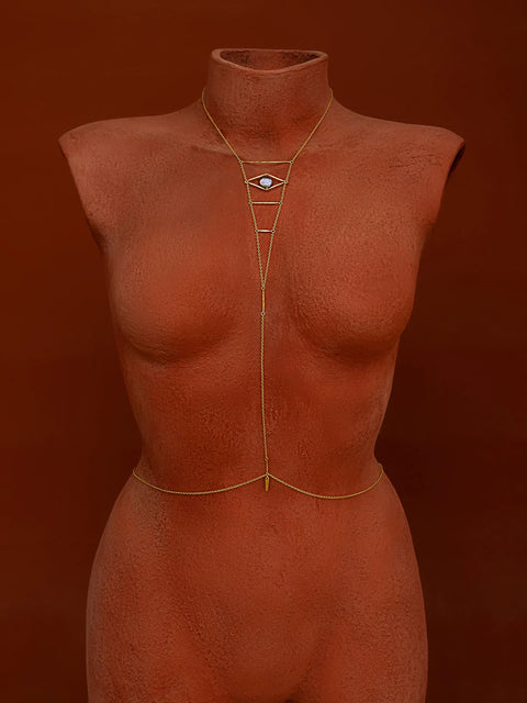 Cupids Eye Pearl Body Chain - Goldish