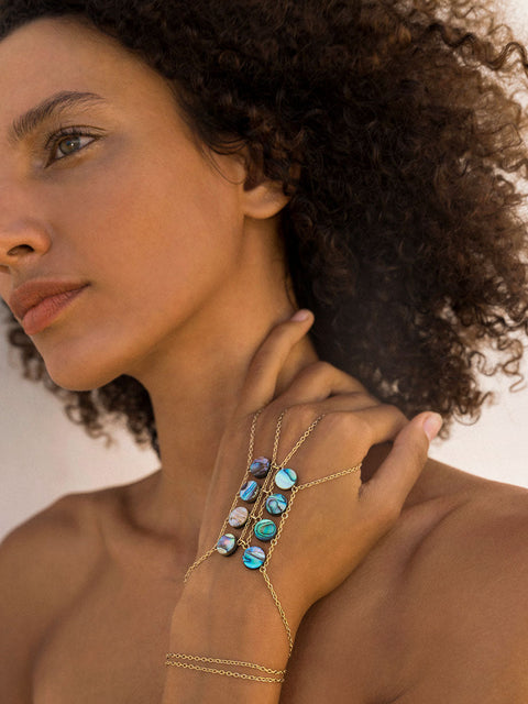 Abalone Double Ladders to Bliss Handchain - Goldish