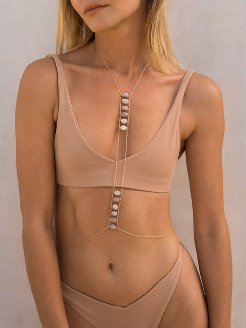Moonstone Ladders To Bliss Bodychain - Goldish