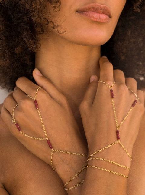 Gemstone Double Simplicity Handchain - Goldish