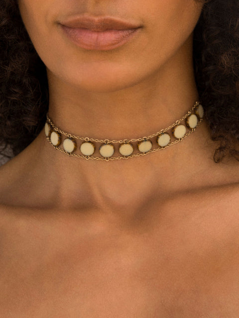 Circle Stone Ladders to Bliss Choker - Goldish