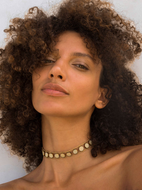 Circle Stone Ladders to Bliss Choker - Goldish