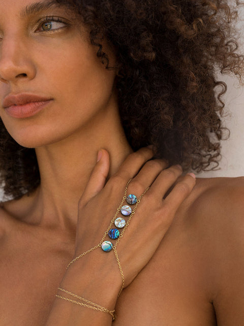 Abalone Ladders to Bliss Handchain - Goldish