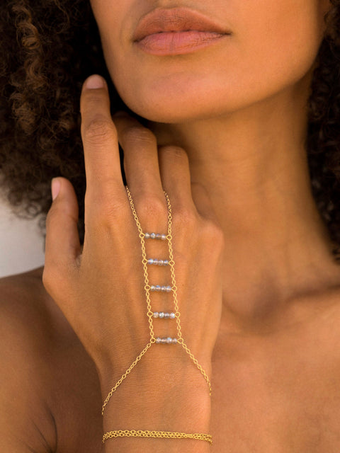 Gemstone Ladders to Bliss Beaded Handchain - Goldish