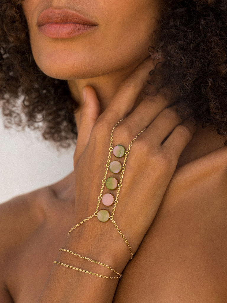 Circle Stone Ladders to Bliss Handchain - Goldish